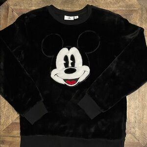Disney Parks Black Velour Mickey Mouse Men's Sweater Pullover Small